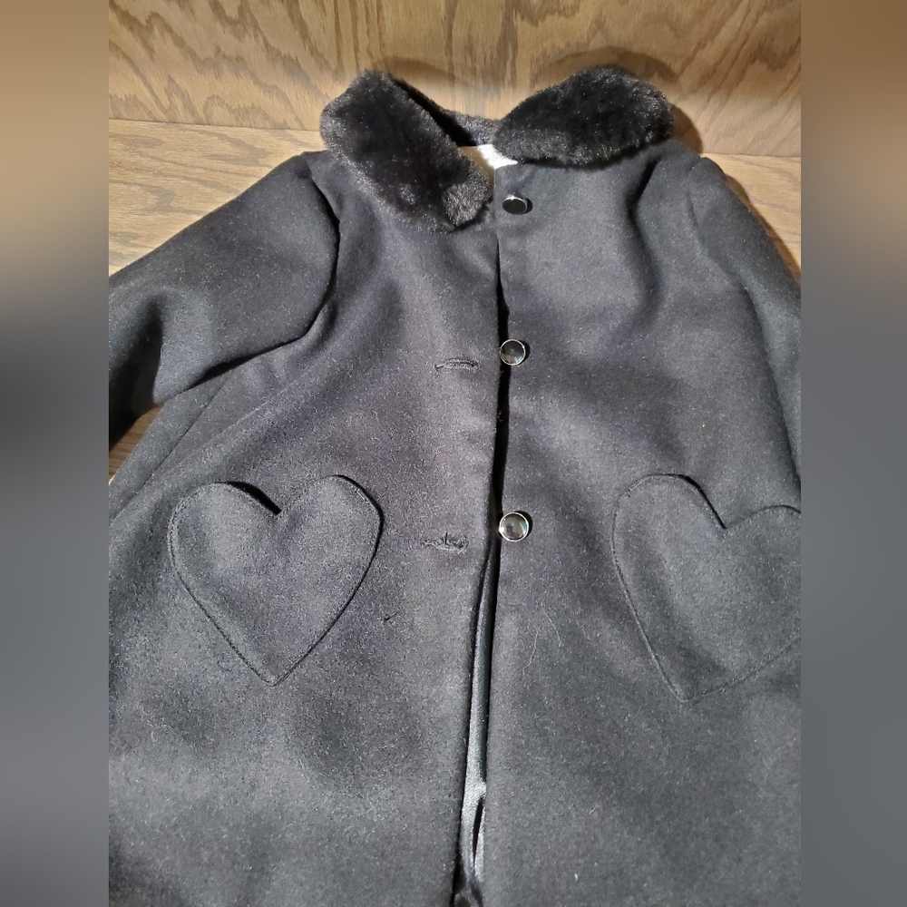 Toddler girls black peacoat